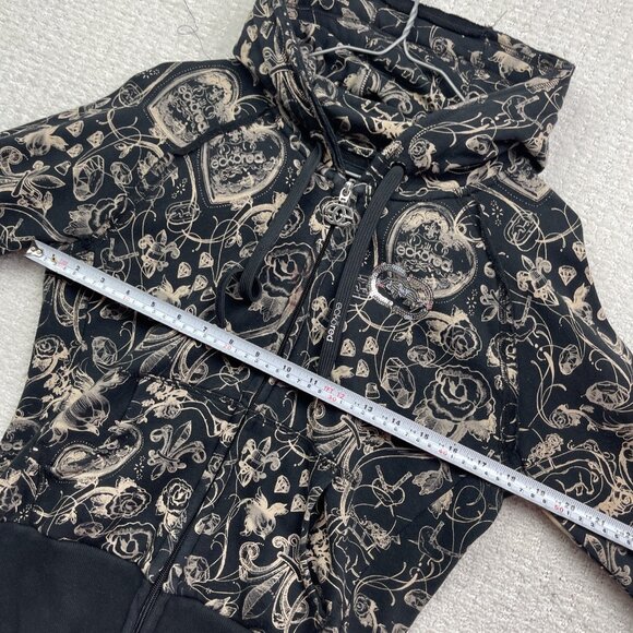 Y2K 90s Women's L Red by Marc Ecko Graphic Logo Hoodie Goth Emo Skull Rose AOP - Picture 8 of 15